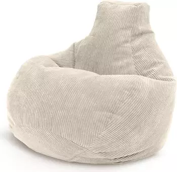 Green Bean Cozy Cord Sitzsack mit R&uuml;ckenlehne, Cord, beige, 230L (80x80x90cm)