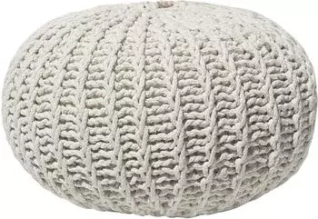 Beliani Conrad II Pouf rund, Baumwolle, beige, 50x35cm (85881)