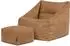 Icon Natalia Sitzsack-Sessel mit Hocker, Kunstleder, braun (EU1ARMFSTFL007)