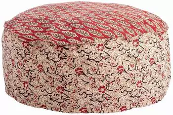 Bizzotto Lorient Pouf Baumwolle, rund, rot bunt, 65x65x25cm