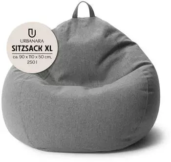 Urbanara Sitzsack Round XL, Indoor, 250l, grau