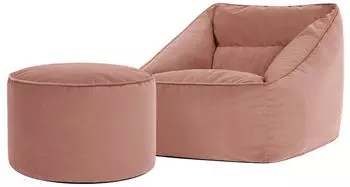 Icon Natalia Velvet Sessel-Sitzsack mit Hocker, pink