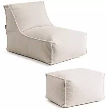 mokebo Doze Sitzsack mit Hocker Boucl&eacute;/Teddystoff, beige (800002018068)