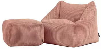 Icon Natalia Kinder-Sitzsack mit Hocker, Cord, rosa (Natalia)