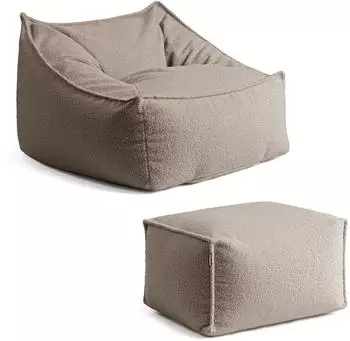 mokebo Snug Sitzsack mit Hocker, Boucl&eacute;, Taupe, 80x60x85cm (800002018072)