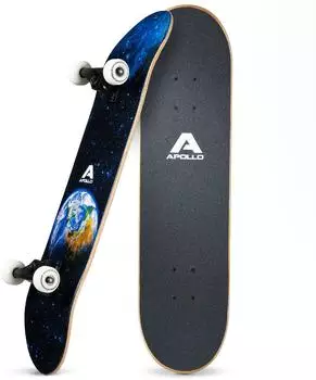 Apollo Earth Komplett-Skateboard 7-lagiges Holz, ABEC-7