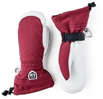 Hestra Heli Ski Mitt Handschuhe weiß bordeaux