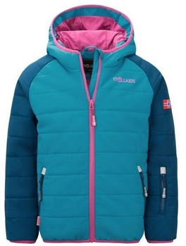 Trollkids Hafjell PRO Skijacke dunkeltürkis madeirablau helle beere