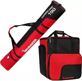 Brubaker Carver Pro Ski-Kombi-Set Skisack & Skischuhtasche 190cm, schwarz/rot