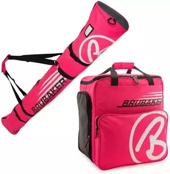 Brubaker Champion Skisack & Skischuhtasche Set, pink/weiß, 190cm