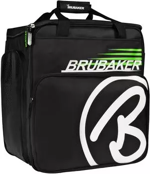 Brubaker Super Champion Skischuhtasche mit Rucksackfunktion, schwarz/grün, 45L (SuperChampion_B_3410_02_SchwarzGruen)