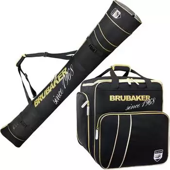 Brubaker Grenoble Ski-Kombi-Set Skisack + Skischuhtasche, schwarz/gold (170/190cm)