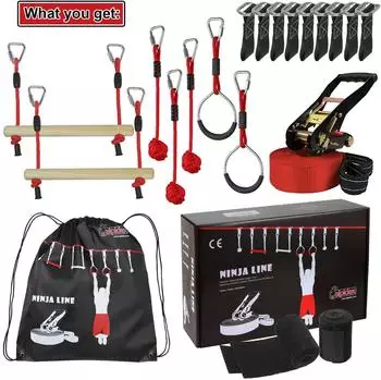 Alpidex Ninja Line Set Slackline 15m für Jugendliche und Erwachsene (16365)