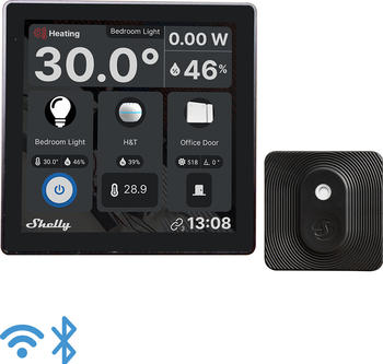 Shelly Android Wall Display schwarz + Blu H&T Temperatur- und Luftfeuchtigkeitssensor schwarz