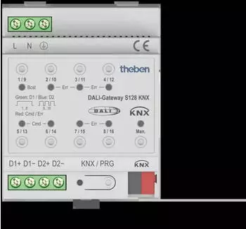 Theben DALI-Gateway S128 KNX 2-Kanal, f&uuml;r 2x64 DALI-Leuchten (4940302)