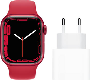 Apple Watch Series 7 4G 41mm Aluminium Sportarmband (PRODUCT)RED + Ladegerät
