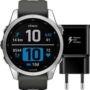 Garmin fēnix® 7S Silver with Graphite Band + Charger