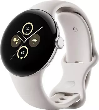 Google Pixel Watch 2 Bluetooth Polished Silver Sportarmband Porcelain