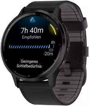 Garmin Venu 3 Schwarz/Schiefergrau Leder-Armband