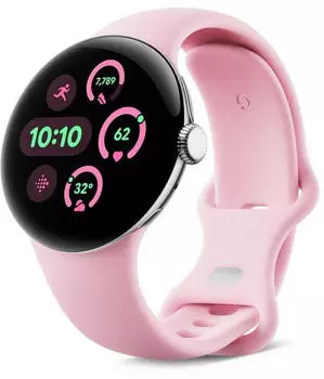 Google Pixel Watch 3 41mm Bluetooth Polished Silver Sportarmband Rose Quartz