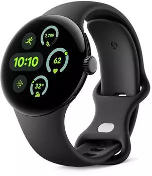 Google Pixel Watch 3 45mm Bluetooth Matte Black Sportarmband Obsidian
