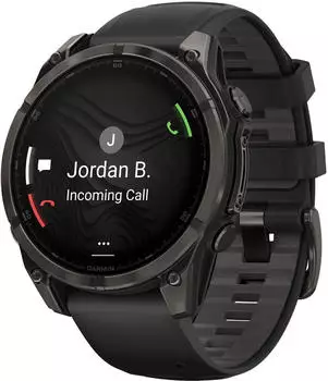 Garmin fenix® 8 47mm AMOLED Schwarz/Titan Carbongrau Silikon-Armband