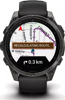 Garmin fenix® 8 47mm AMOLED Schwarz/Titan Carbongrau Silikon-Armband – Garmin fenix 8 47mm AMOLED – Ausdauernde Fitness-Uhr für Wochennutzung