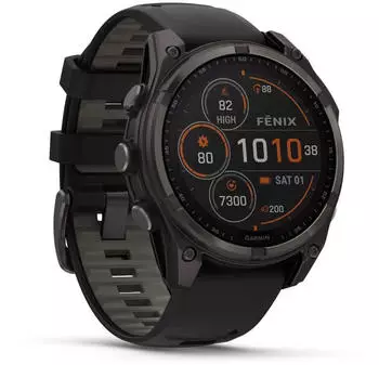 Garmin fenix® 8 47mm Solar Graphit/Titan Carbongrau Silikon-Armband – AMOLED-Display mit Saphirglas für Outdoor-Einsätze