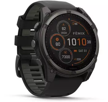 Garmin fenix® 8 51mm Solar Graphit/Titan Carbongrau Silikon-Armband – Solar-Energie verlängert die Einsatzdauer im Outdoor-Bereich