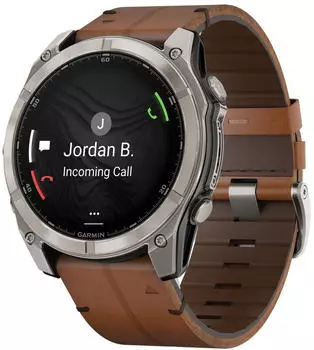 Garmin fenix&reg; 8 51mm AMOLED Graphit/Carbongrau Titan Leder-Armband