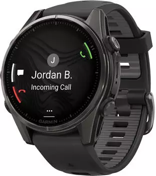 Garmin fenix® 8 43mm AMOLED Schwarz/Titan Carbongrau Silikon-Armband