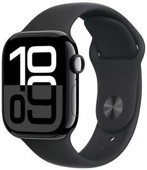 Apple Watch Series 10 GPS 42mm Aluminium Diamantschwarz Sportarmband Schwarz M/L