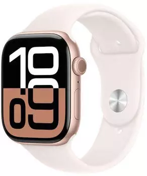 Apple Watch Series 10 GPS 46mm Aluminium Ros&eacute;gold Sportarmband Blassrosa S/M