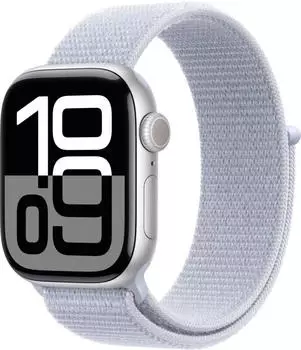 Apple Watch Series 10 GPS 42mm Aluminium Silber Sport Loop Blaue Wolke