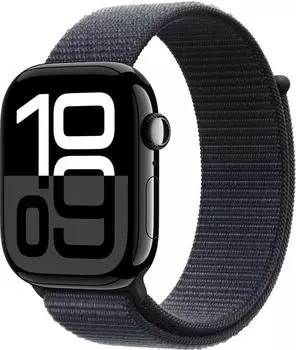 Apple Watch Series 10 GPS 46mm Aluminium Diamantschwarz Sport Loop Tinte