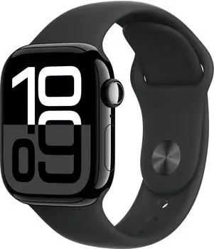 Apple Watch Series 10 GPS 42mm Aluminium Diamantschwarz Sportarmband Schwarz S/M