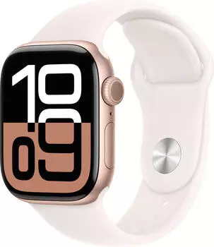 Apple Watch Series 10 GPS 42mm Aluminium Roségold Sportarmband Blassrosa S/M