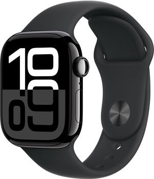Apple Watch Series 10 4G 42mm Aluminium Diamantschwarz Sportarmband Schwarz S/M