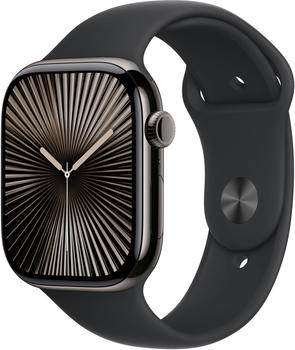 Apple Watch Series 10 4G 46mm Titan Schiefer Sportarmband Schwarz M/L