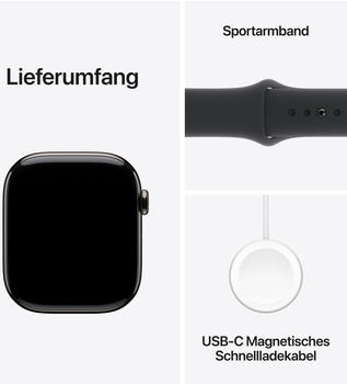 Apple Watch Series 10 4G 46mm Titan Schiefer Sportarmband Schwarz M/L – Gesundheitssensoren für präzise Körperdaten