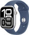 Apple Watch Series 10 4G 46mm Aluminium Silber Sportarmband Denim M/L