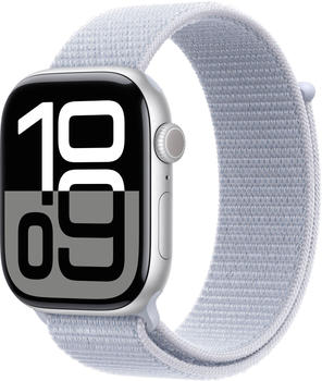 Apple Watch Series 10 4G 46mm Aluminium Silber Sport Loop Blaue Wolke