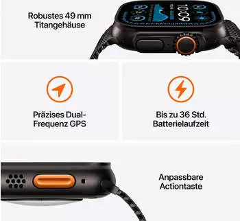 Apple Watch Ultra 2 (2024) Titan Natur Alpine Loop Mandel S – Robustes Titan-Gehäuse für Sport und Outdoor