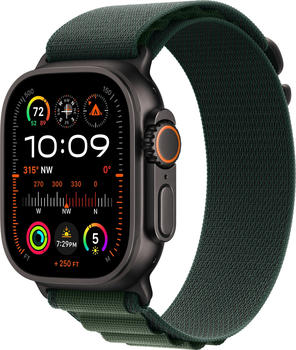 Apple Watch Ultra 2 (2024) Titan Schwarz Alpine Loop Dunkelgr&uuml;n S