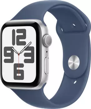 Apple Watch SE 2022 GPS 44mm silber Sportarmband Denim M/L