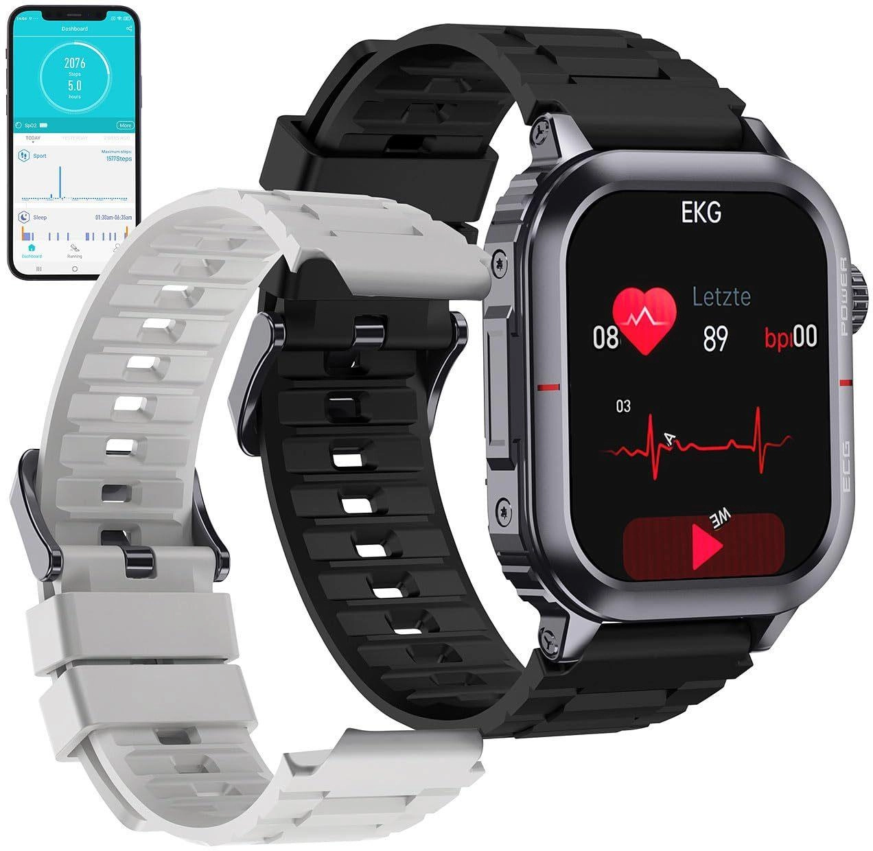 Ekg Amazon Smartwatch Mit Blutdruckmessung Blutzucker Uhr Wizvox