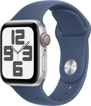 Apple Watch SE 2022 4G 40mm Silber Sportarmband Denim M/L (2024)