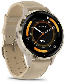 Garmin Venu 3S Soft Gold/French Gray Leather Band