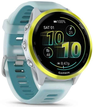 Garmin Forerunner 570 47mm Steinweiss/Amp Yellow/Transparent Steinweiss/Türkis – Umfassende Gesundheitsüberwachung rund um die Uhr