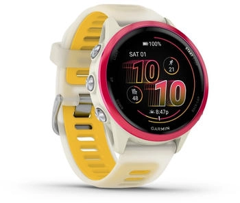 Garmin Forerunner 570 42mm Bone/Himbeerrot/Transparent Bone/Mango – Präzises Multi-Satelliten-Tracking für alle Outdoor-Aktivitäten